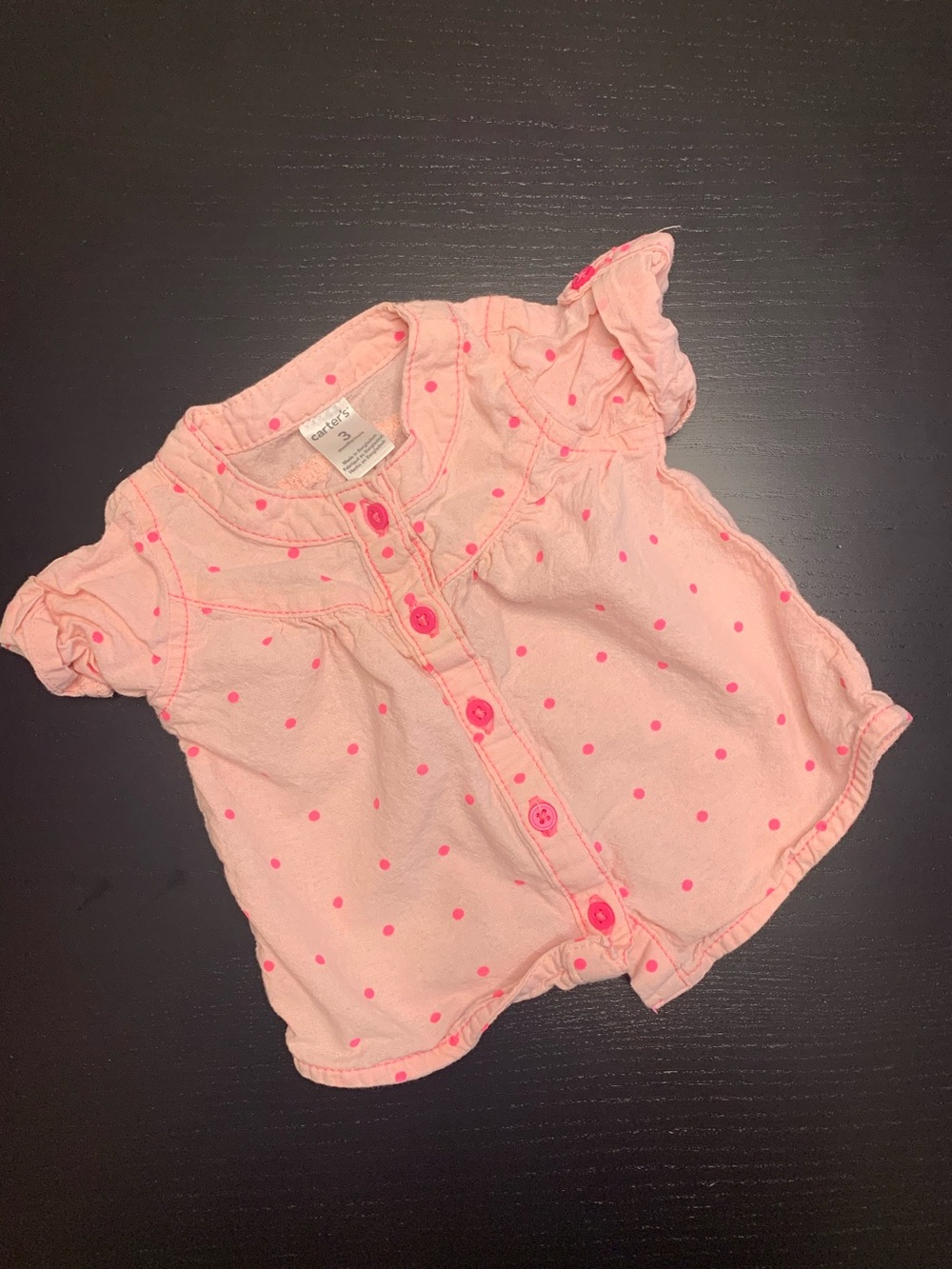 ⭐️2/$5.00⭐️ Carter's 3m Pink Polka Dot Button Down Top
